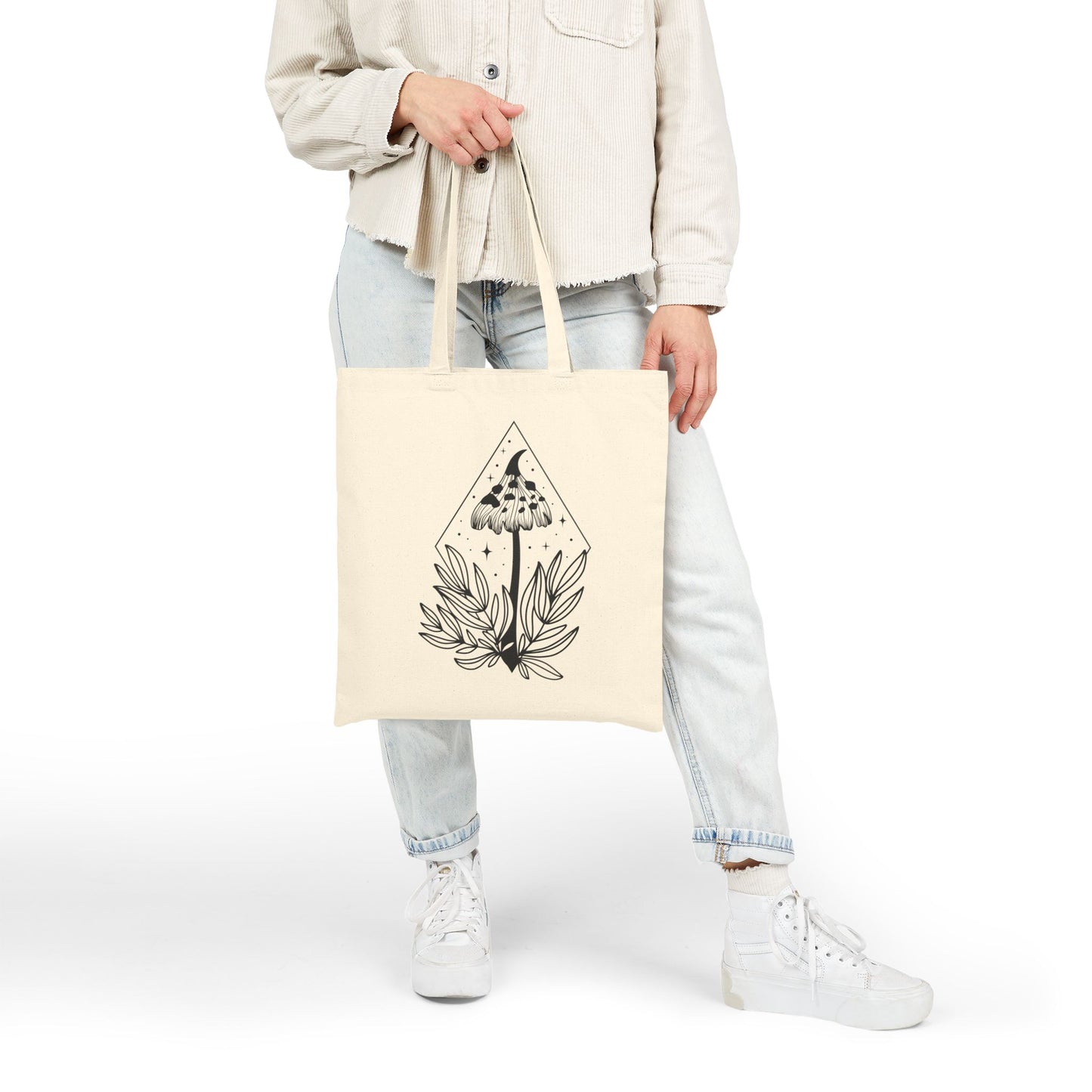 Geometric Mushroom & Leaves Tote Bag | Nature in Balance