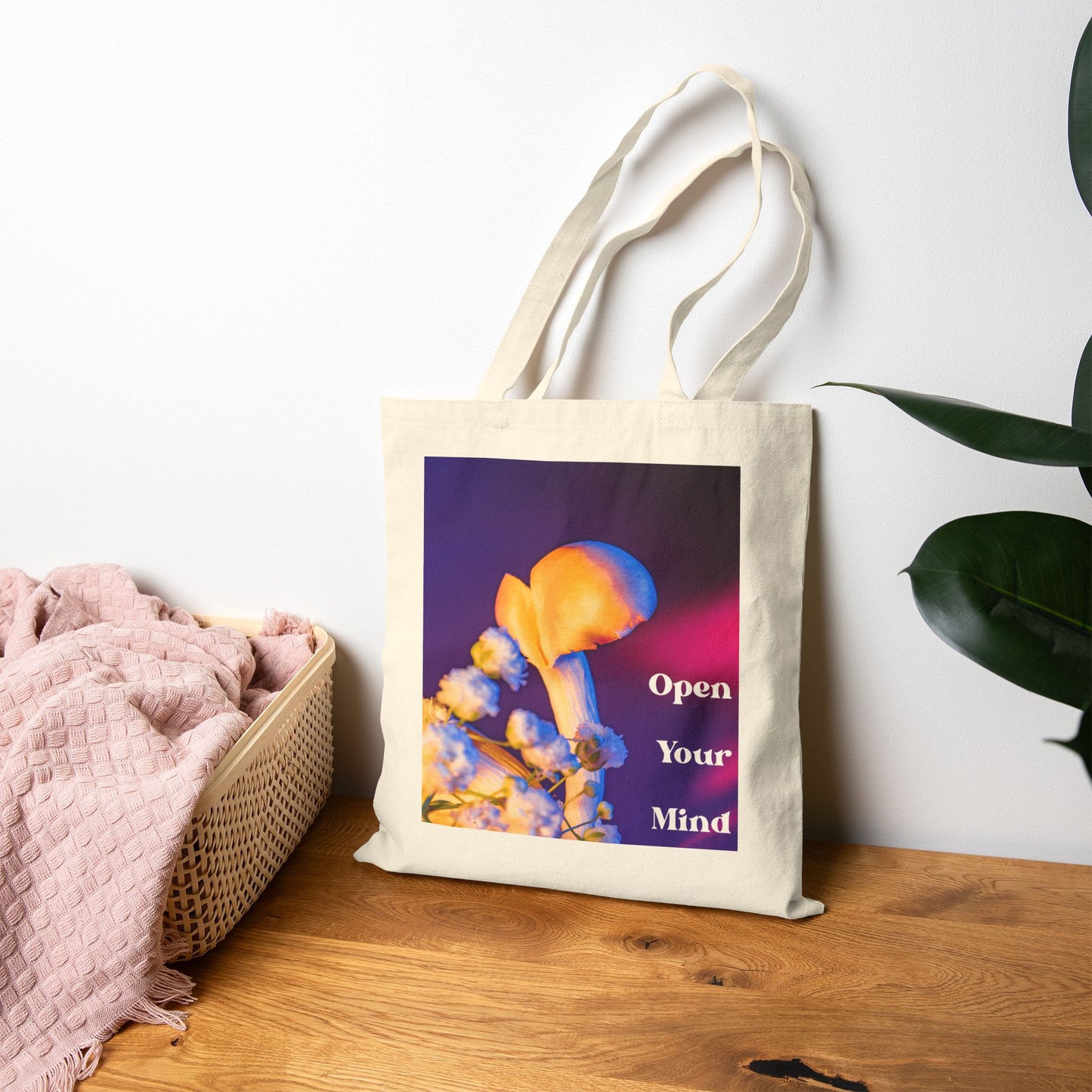 Open Your Mind Mushroom Tote Bag – Inspirational Canvas Tote