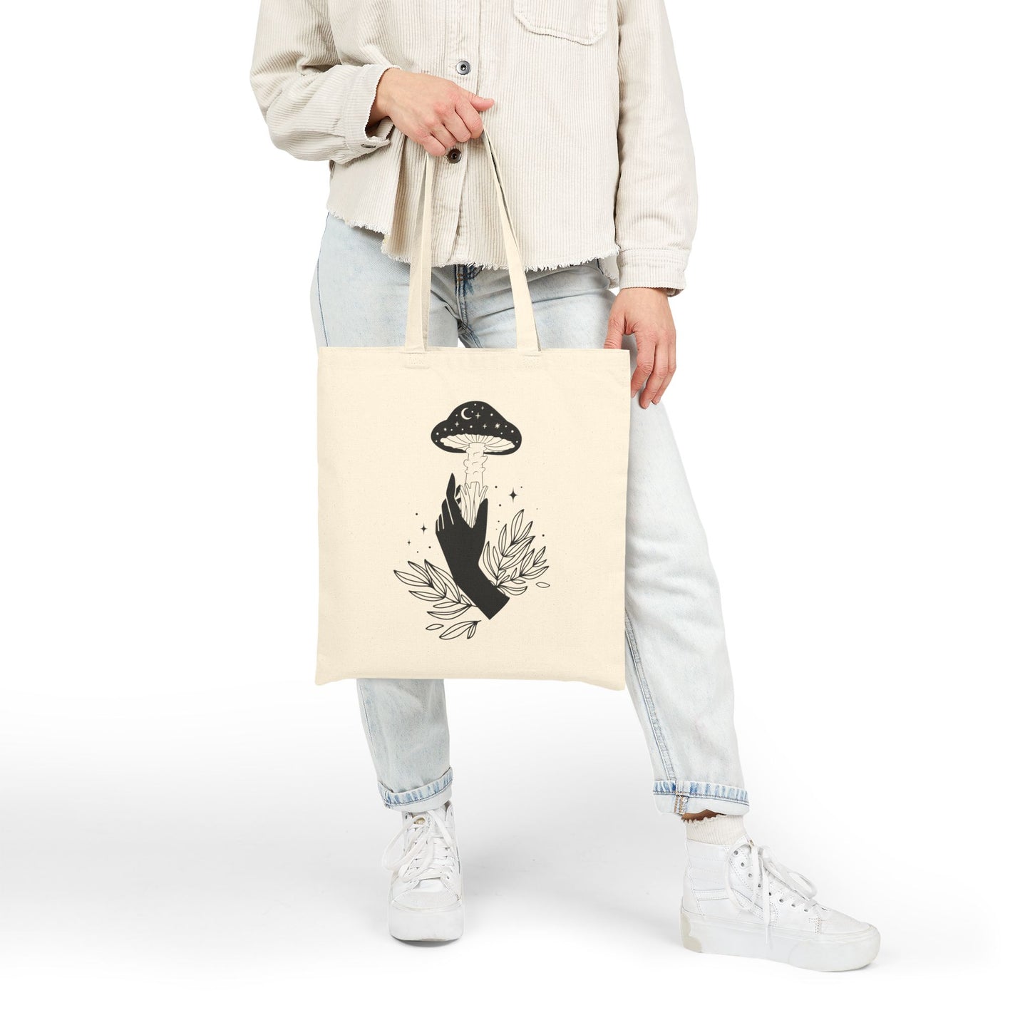 Hand & Mushroom Silhouette Tote Bag | Symbol of Growth & Intention