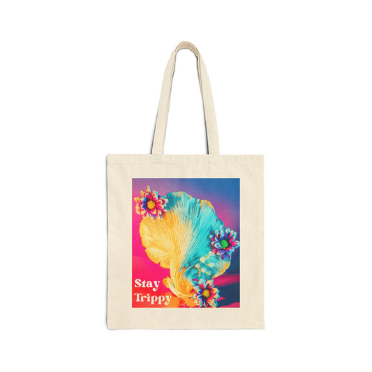 Stay Trippy Mushroom Tote Bag – Fun Graphic Canvas Tote
